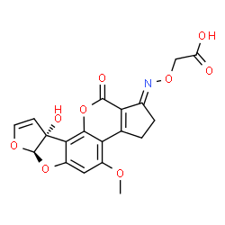 ChemSpider 2D Image | ({(E)-[(6aR,9aR)-9a-Hydroxy-4-methoxy-11-oxo-3,6a,9a,11-tetrahydrocyclopenta[c]furo[3',2':4,5]furo[2,3-h]chromen-1(2H)-ylidene]amino}oxy)acetic acid | C19H15NO9