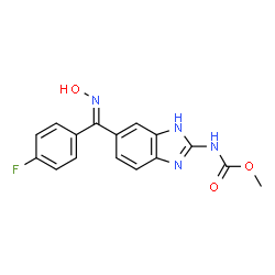 ChemSpider 2D Image | Methyl {6-[(E)-(4-fluorophenyl)(hydroxyimino)methyl]-1H-benzimidazol-2-yl}carbamate | C16H13FN4O3