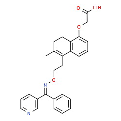 ChemSpider 2D Image | ({6-Methyl-5-[2-({(E)-[phenyl(3-pyridinyl)methylene]amino}oxy)ethyl]-7,8-dihydro-1-naphthalenyl}oxy)acetic acid | C27H26N2O4