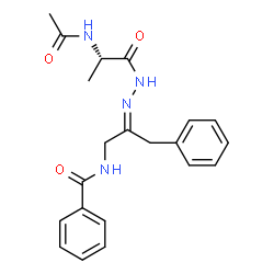 ChemSpider 2D Image | N-[(2E)-2-{[(2S)-2-Acetamidopropanoyl]hydrazono}-3-phenylpropyl]benzamide | C21H24N4O3