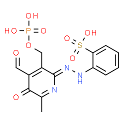 ChemSpider 2D Image | 2-[(2Z)-2-{4-Formyl-6-methyl-5-oxo-3-[(phosphonooxy)methyl]-2(5H)-pyridinylidene}hydrazino]benzenesulfonic acid | C14H14N3O9PS