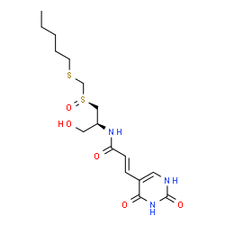 ChemSpider 2D Image | (2E)-3-(2,4-Dioxo-1,2,3,4-tetrahydro-5-pyrimidinyl)-N-[(2S)-1-hydroxy-3-{(R)-[(pentylsulfanyl)methyl]sulfinyl}-2-propanyl]acrylamide | C16H25N3O5S2