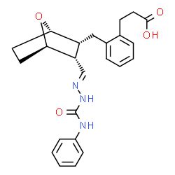 ChemSpider 2D Image | 3-(2-{[(1S,2R,3R,4R)-3-{(E)-[(Phenylcarbamoyl)hydrazono]methyl}-7-oxabicyclo[2.2.1]hept-2-yl]methyl}phenyl)propanoic acid | C24H27N3O4