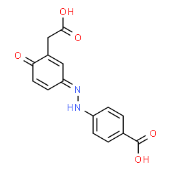 ChemSpider 2D Image | 4-{(2E)-2-[3-(Carboxymethyl)-4-oxo-2,5-cyclohexadien-1-ylidene]hydrazino}benzoic acid | C15H12N2O5
