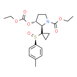 ChemSpider 2D Image | Ethyl (2R,3R)-3-[(ethoxycarbonyl)oxy]-2-{1-[(R)-(4-methylphenyl)sulfinyl]cyclopropyl}-1-pyrrolidinecarboxylate | C20H27NO6S