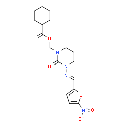 ChemSpider 2D Image | [3-{(E)-[(5-Nitro-2-furyl)methylene]amino}-2-oxotetrahydro-1(2H)-pyrimidinyl]methyl cyclohexanecarboxylate | C17H22N4O6