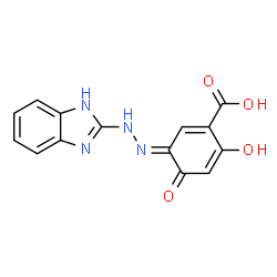 ChemSpider 2D Image | (3E)-3-(1H-Benzimidazol-2-ylhydrazono)-6-hydroxy-4-oxo-1,5-cyclohexadiene-1-carboxylic acid | C14H10N4O4