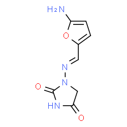 ChemSpider 2D Image | 1-(((5-amino-2-furanyl)methylene)amino)-2,4-imidazolidinedione | C8H8N4O3