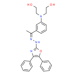 ChemSpider 2D Image | 2,2'-({3-[(1Z)-N-(4,5-Diphenyl-1,3-oxazol-2-yl)ethanehydrazonoyl]phenyl}imino)diethanol | C27H28N4O3