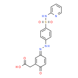 ChemSpider 2D Image | [(3E)-6-Oxo-3-{[4-(2-pyridinylsulfamoyl)phenyl]hydrazono}-1,4-cyclohexadien-1-yl]acetic acid | C19H16N4O5S