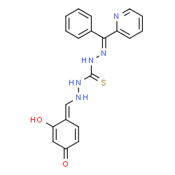 ChemSpider 2D Image | N''-[(E)-(2-Hydroxy-4-oxo-2,5-cyclohexadien-1-ylidene)methyl]-N'''-[(E)-phenyl(2-pyridinyl)methylene]thiocarbonohydrazide | C20H17N5O2S
