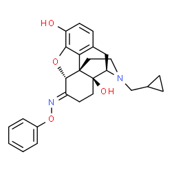 ChemSpider 2D Image | (5alpha,6E)-17-(Cyclopropylmethyl)-6-(phenoxyimino)-4,5-epoxymorphinan-3,14-diol | C26H28N2O4