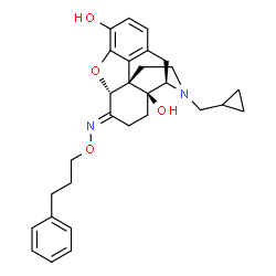 ChemSpider 2D Image | (5alpha,6E)-17-(Cyclopropylmethyl)-6-[(3-phenylpropoxy)imino]-4,5-epoxymorphinan-3,14-diol | C29H34N2O4