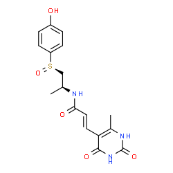 ChemSpider 2D Image | (2E)-N-{(2S)-1-[(R)-(4-Hydroxyphenyl)sulfinyl]-2-propanyl}-3-(6-methyl-2,4-dioxo-1,2,3,4-tetrahydro-5-pyrimidinyl)acrylamide | C17H19N3O5S