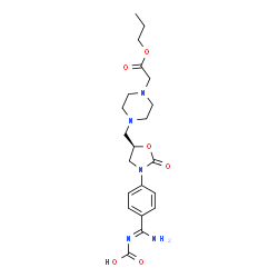 ChemSpider 2D Image | [(Z)-Amino{4-[(5R)-2-oxo-5-{[4-(2-oxo-2-propoxyethyl)-1-piperazinyl]methyl}-1,3-oxazolidin-3-yl]phenyl}methylene]carbamic acid | C21H29N5O6