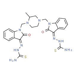 ChemSpider 2D Image | (2E,2'E)-2,2'-{(2-Methyl-1,4-piperazinediyl)bis[methylene(2-oxo-1H-indol-1-yl-3-ylidene)]}dihydrazinecarbothioamide | C25H28N10O2S2