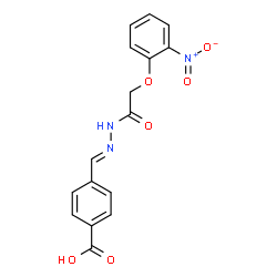 ChemSpider 2D Image | 4-[(E)-{[(2-Nitrophenoxy)acetyl]hydrazono}methyl]benzoic acid | C16H13N3O6