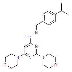 ChemSpider 2D Image | 4,4'-{6-[(2E)-2-(4-Isopropylbenzylidene)hydrazino]-2,4-pyrimidinediyl}dimorpholine | C22H30N6O2