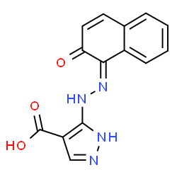 ChemSpider 2D Image | 5-[(2Z)-2-(2-Oxo-1(2H)-naphthalenylidene)hydrazino]-1H-pyrazole-4-carboxylic acid | C14H10N4O3