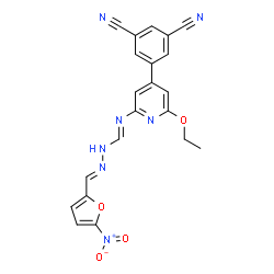 ChemSpider 2D Image | N''-[4-(3,5-Dicyanophenyl)-6-ethoxy-2-pyridinyl]-N'-[(E)-(5-nitro-2-furyl)methylene]imidoformic hydrazide | C21H15N7O4