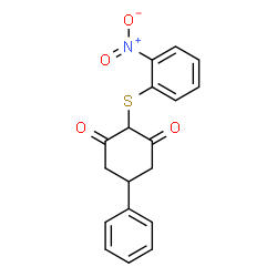 ChemSpider 2D Image | 2-[(2-Nitrophenyl)sulfanyl]-5-phenyl-1,3-cyclohexanedione | C18H15NO4S