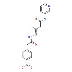 ChemSpider 2D Image | (3E)-3-{[(4-Nitrophenyl)acetyl]hydrazono}-N-(3-pyridinyl)butanamide | C17H17N5O4