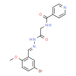 ChemSpider 2D Image | N-{2-[(2E)-2-(5-Bromo-2-methoxybenzylidene)hydrazino]-2-oxoethyl}isonicotinamide | C16H15BrN4O3