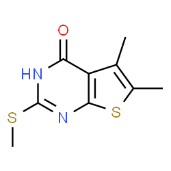 ChemSpider 2D Image | 5,6-Dimethyl-2-(methylsulfanyl)thieno[2,3-d]pyrimidin-4(3H)-one | C9H10N2OS2