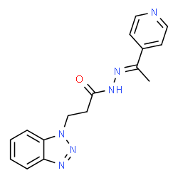 ChemSpider 2D Image | 3-(1H-Benzotriazol-1-yl)-N'-[(1E)-1-(4-pyridinyl)ethylidene]propanehydrazide | C16H16N6O