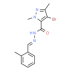 ChemSpider 2D Image | 4-Bromo-1,3-dimethyl-N'-[(E)-(2-methylphenyl)methylene]-1H-pyrazole-5-carbohydrazide | C14H15BrN4O