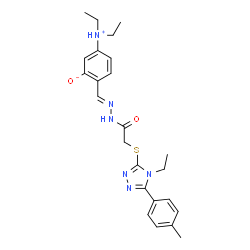 ChemSpider 2D Image | 5-(Diethylammonio)-2-{(E)-[({[4-ethyl-5-(4-methylphenyl)-4H-1,2,4-triazol-3-yl]sulfanyl}acetyl)hydrazono]methyl}phenolate | C24H30N6O2S