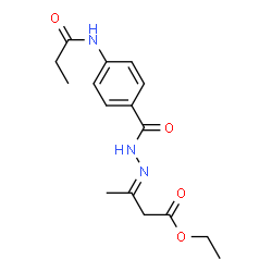 ChemSpider 2D Image | Ethyl (3E)-3-{[4-(propionylamino)benzoyl]hydrazono}butanoate | C16H21N3O4
