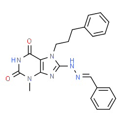 ChemSpider 2D Image | 8-[(2E)-2-Benzylidenehydrazino]-3-methyl-7-(3-phenylpropyl)-3,7-dihydro-1H-purine-2,6-dione | C22H22N6O2