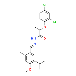 ChemSpider 2D Image | 2-(2,4-Dichlorophenoxy)-N'-[(E)-(5-isopropyl-4-methoxy-2-methylphenyl)methylene]propanehydrazide | C21H24Cl2N2O3