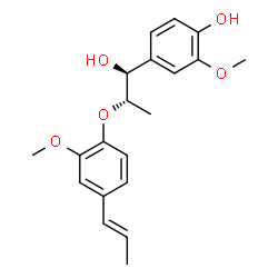 ChemSpider 2D Image | 4-[(1S,2S)-1-Hydroxy-2-{2-methoxy-4-[(1E)-1-propen-1-yl]phenoxy}propyl]-2-methoxyphenol | C20H24O5