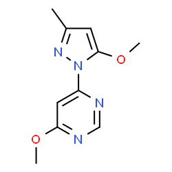 ChemSpider 2D Image | 4-Methoxy-6-(5-methoxy-3-methyl-1H-pyrazol-1-yl)pyrimidine | C10H12N4O2