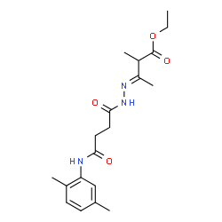 ChemSpider 2D Image | Ethyl (3E)-3-({4-[(2,5-dimethylphenyl)amino]-4-oxobutanoyl}hydrazono)-2-methylbutanoate | C19H27N3O4