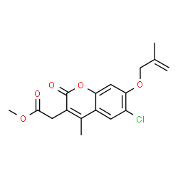 ChemSpider 2D Image | Methyl {6-chloro-4-methyl-7-[(2-methyl-2-propen-1-yl)oxy]-2-oxo-2H-chromen-3-yl}acetate | C17H17ClO5