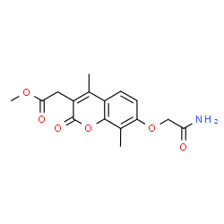 ChemSpider 2D Image | Methyl [7-(2-amino-2-oxoethoxy)-4,8-dimethyl-2-oxo-2H-chromen-3-yl]acetate | C16H17NO6