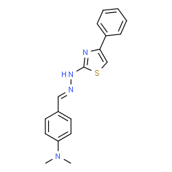 ChemSpider 2D Image | 4-(dimethylamino)benzaldehyde (4-phenyl-1,3-thiazol-2-yl)hydrazone | C18H18N4S