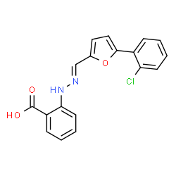 ChemSpider 2D Image | 2-[(2E)-2-{[5-(2-Chlorophenyl)-2-furyl]methylene}hydrazino]benzoic acid | C18H13ClN2O3
