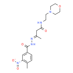 ChemSpider 2D Image | (3E)-3-[(4-Methyl-3-nitrobenzoyl)hydrazono]-N-[2-(4-morpholinyl)ethyl]butanamide | C18H25N5O5