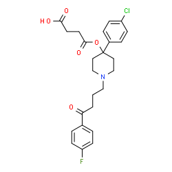 ChemSpider 2D Image | 4-({4-(4-Chlorophenyl)-1-[4-(4-fluorophenyl)-4-oxobutyl]-4-piperidinyl}oxy)-4-oxobutanoic acid | C25H27ClFNO5