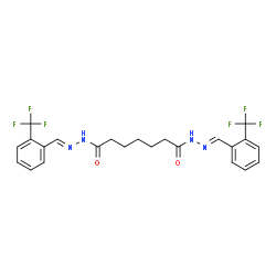 ChemSpider 2D Image | N'~1~,N'~7~-Bis{(E)-[2-(trifluoromethyl)phenyl]methylene}heptanedihydrazide | C23H22F6N4O2
