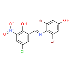 ChemSpider 2D Image | 4-Chloro-2-{(E)-[(2,6-dibromo-4-hydroxyphenyl)imino]methyl}-6-nitrophenol | C13H7Br2ClN2O4