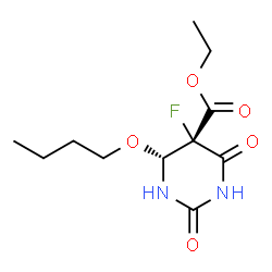 ChemSpider 2D Image | Ethyl (4R,5S)-4-butoxy-5-fluoro-2,6-dioxohexahydro-5-pyrimidinecarboxylate | C11H17FN2O5