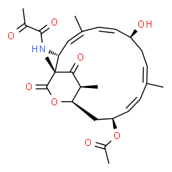 ChemSpider 2D Image | (1R,2R,3Z,5Z,7S,9Z,11Z,13S,15R,19S)-7-Hydroxy-1,4,10,19-tetramethyl-17,18-dioxo-2-(pyruvoylamino)-16-oxabicyclo[13.2.2]nonadeca-3,5,9,11-tetraen-13-yl acetate | C27H35NO8