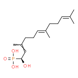 ChemSpider 2D Image | [(1S,2E,6E)-1-Hydroxy-3,7,11-trimethyl-2,6,10-dodecatrien-1-yl]phosphonic acid | C15H27O4P