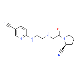 ChemSpider 2D Image | 6-{[2-({2-[(2S)-2-Cyano-1-pyrrolidinyl]-2-oxoethyl}amino)ethyl]amino}nicotinonitrile | C15H18N6O