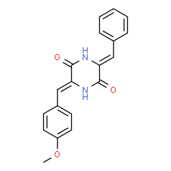 ChemSpider 2D Image | (3Z,6Z)-3-Benzylidene-6-(4-methoxybenzylidene)-2,5-piperazinedione | C19H16N2O3